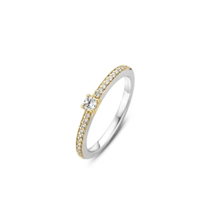Afbeelding van TI SENTO Milano 1869ZY Ring zilver zirconia goudkleurig wit