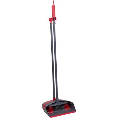 Afbeelding van Dirt Devil Stoffer en Blik met Lange Steel &amp; Set Schoonmaaktanden Zachte Grip Grijs / Rood