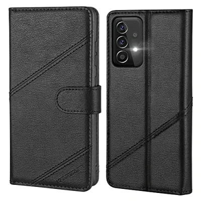 Afbeelding van KRAFTCARE Telefoonhoesje voor Samsung Galaxy A52/A52s 5G, met vak pasjes, magneetsluiting, flipcase, lederen stootvaste beschermhoes, klaphoes A52s zwart