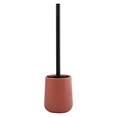Afbeelding van MSV Toiletborstel in houder/wc borstel Malmo keramiek/rvs terracotta 39 x 10 cm Toiletborstels