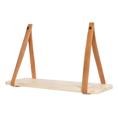 Afbeelding van QUVIO Wandplank met PU leren bandjes S
