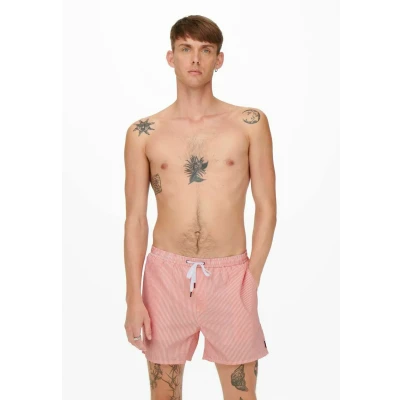 Afbeelding van Only &amp; Sons TED Seersucker Zwemshorts, Heren, Maat: Large, Porcelain rose