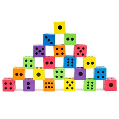 Afbeelding van THE TWIDDLERS 24 Groot Educatief Fluisterblokjes, Schuimkubus Speelgoed, 4cm Soft Dot Dobbelstenen voor Kinderen Zacht en Stevig Kleuterschool, Klaslokaal, Wiskundespellen