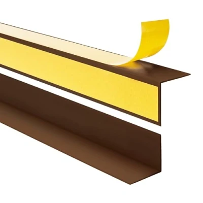 Afbeelding van Quest PVC randbeschermhoek, randbeschermlijst, zelfklevend hoekprofiel, met plakband aan de buitenkant, 25 x mm, 200 cm, bruin