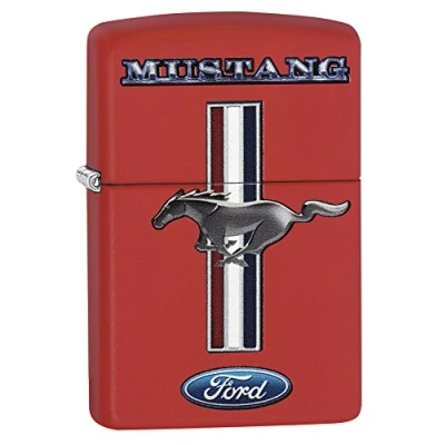 Afbeelding van Zippo Ford Mustang benzineaansteker, messing, roestvrijstalen look, 1 x 6 cm