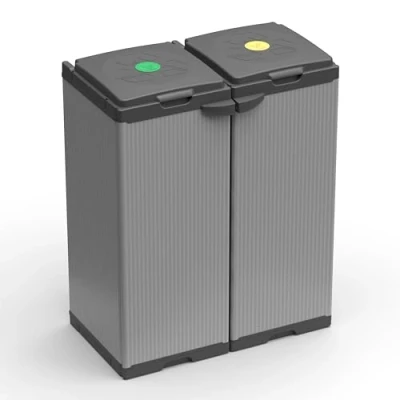 Afbeelding van Adventa: Kast voor afvalscheiding van kunststof, eenvoudig te monteren, modulair systeem, geschikt vuilniszakken 80 tot 110 l, robuust, binnen en buiten, 68 x 38 87 cm