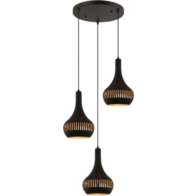Afbeelding van Hanglamp Canna Zwart Goud 3 Lichts E27 Rond