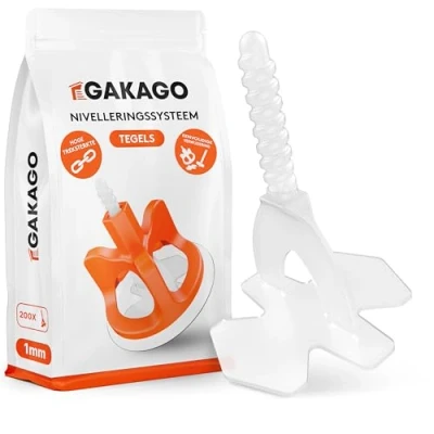 Afbeelding van Gakago tegelnivelleersysteem 200 nokken met schroefdraad 1 mm Leghulp voor een perfect voegpatroon Superieur bereik tegeldiktes 3 18mm Tegelbescherming beschermringen
