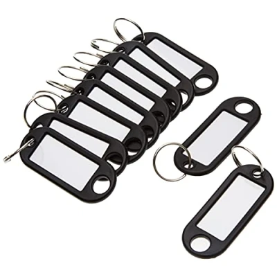 Afbeelding van Wedo 262101801 sleutelhanger kunststof (met ring, verwisselbare etiketten) 10 stuks, zwart, 17 x 1 cm
