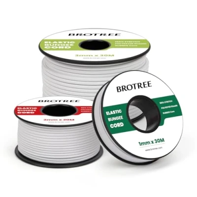 Afbeelding van Brotree Elastisch koord Elastische Draad 2mm x 10m Elastieken Touw Rond Bungee voor DIY, Handwerk, Kamperen, Backpacking Wit