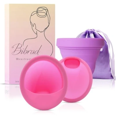 Afbeelding van menstruatieschijf Bibrad met anti morszone 2 menstruele schijf S + L, sterilisator, opbergtas, handleiding alternatief voor menstruatiecup