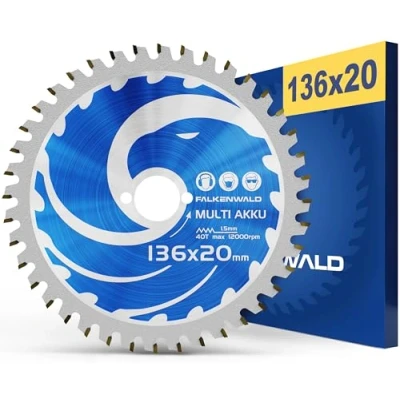 Afbeelding van FALKENWALD® Zaagblad van 136 x 20 mm (accu, multi), cirkelzaagblad met 40 tanden hardmetaal, compatibel handcirkelzaag Makita DSS501Z, DSS610Z en andere machines
