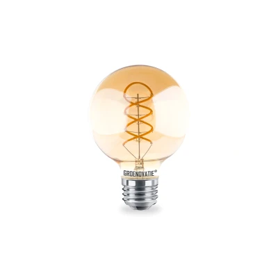 Afbeelding van E27 LED Filament Globelamp Amber Spiral 4W Extra Warm Wit Dimbaar