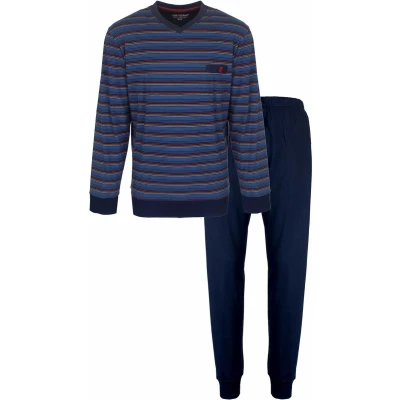 Afbeelding van Paul Hopkins Heren Pyjama Gestreept Dessin Navy Blauw. Maat S