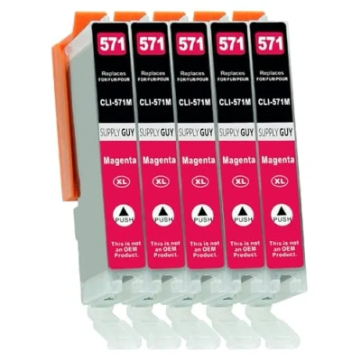Afbeelding van Supply Guy 5 XL Inktpatronen met chip compatibel Canon CLI 571 Magenta voor Pixma MG5700 MG5750 MG5751 MG6800 MG6850 MG7750 TS5000 TS5050 TS5055 TS6050 TS8050 TS9050 TS9055 en andere