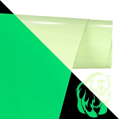 Afbeelding van FOSER Plotterfolie voor textiel, brandt in het donker, plotterfolie, 30,5 cm x 1,5 m, warmteoverdracht vinyl (licht donker lichtgroen)