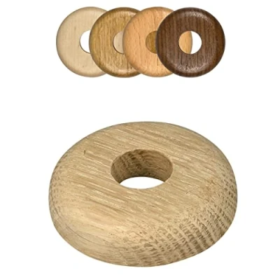 Afbeelding van FUX Verwarmingsbuis rozetten, enkel, 2 stuks, 15 mm 22 mm, buisafdekking, afdekrozetten, bekleding, radiatoren hout, parket, houten rozetten (15 eiken (ruw))