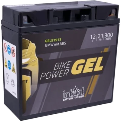 Afbeelding van intAct Bike Power GEL51913, motoraccu 12V 21Ah 300A (EN), onderhoudsvrije gel met 30% meer startvermogen, voor scooters, motoren, quads, zitmaaiers