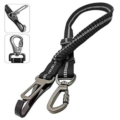 Afbeelding van Veiligheidsharnas voor honden, veiligheidsgordel, hondenauto, 3 in 1 autogordel, reflecterend, autogordel huisdieren met elastische verstelbare buffer schokdemping, alle hondenrassen en auto&#039;s