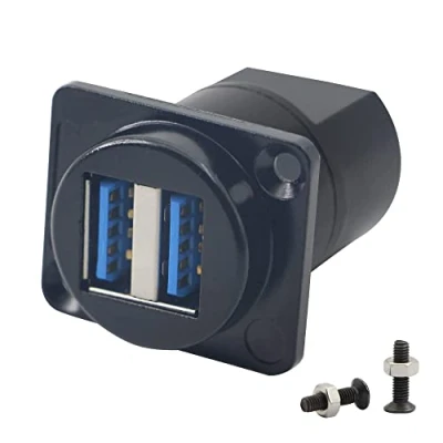 Afbeelding van QIANRENON Dual USB 3.0 Panel Mount Connector, Vrouwelijke naar Koppeling Socket Pass Through Adapter, Vaste Voor en Achter Rechte Extender