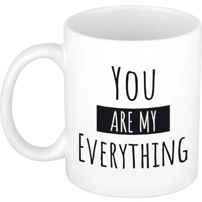 Afbeelding van You are my everything cadeau koffiemok / theebeker wit 300 ml feest mokken
