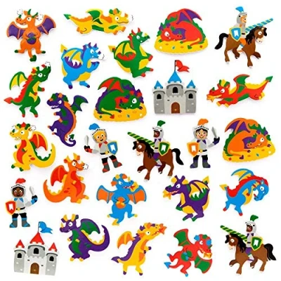 Afbeelding van Baker Ross FE250 Dragon Foam Stickers Pack van 200, Kids Stickers, ideaal voor kinderen kunst en ambachtelijke projecten, kaarten maken Scrapbook benodigdheden