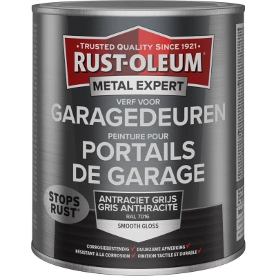 Afbeelding van rust oleum metal expert verf voor garagedeuren hoogglans ral 7016 750 ml