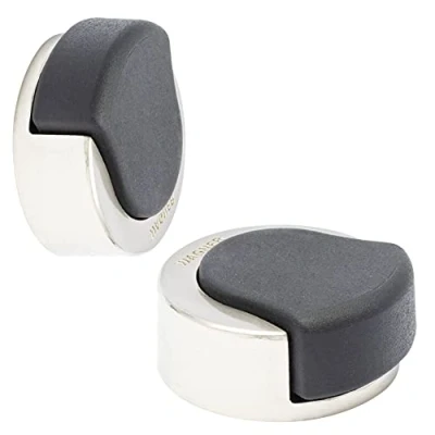 Afbeelding van WAGNER Design vleur en muur deurstopper SCREW diameter Ø 38 x 39 15 mm, zamak in geborsteld edelstaal optiek, thermoplastisch rubber, zwart 15514811