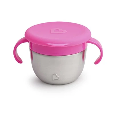 Afbeelding van Munchkin® Snack+™ roestvrijstalen snackvangbeker met deksel, 255 ml, roze, 1 verpakking
