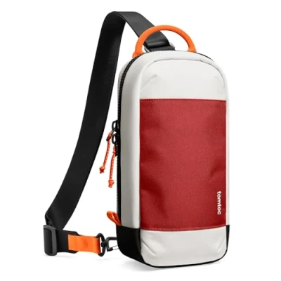 Afbeelding van tomtoc Sling Crossbody Bag voor Nintendo Switch 2, beschermende Tas draagbare reizen borst dragen Gaming zakje met 8 Game cartridges sleuven, Fit oplader en accessoires, Rood