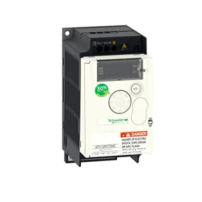 Afbeelding van Schneider frequentieregelaar atv12 1f 200240vac 50 60hz 0 75kw met c1 emc filter en grondplaat modbus atv12p075m2