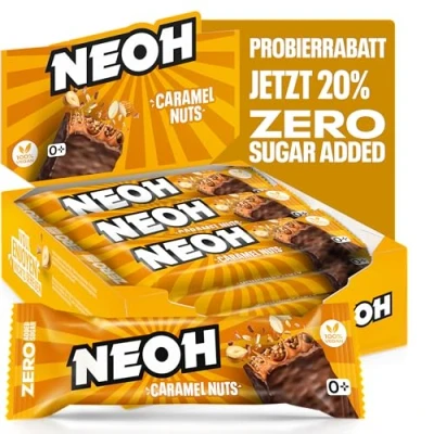 Afbeelding van NEOH Low Carb Vegan Keto Reep Caramel Noten Chocolade 1 g suiker / 137 kcal Zonder toegevoegde 28 (Pak van 12) Nuts