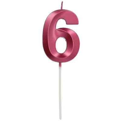Afbeelding van Folat Kaars cijfer 6 glamour roze metallic 7 cm