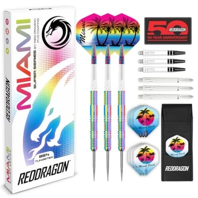 Afbeelding van RED DRAGON Miami Steeltip Tungsten Dartpijlen Professioneel 24 gram