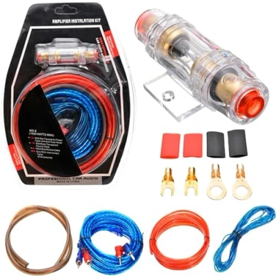 Afbeelding van SPORWAY kabelset eindversterker: 10 GA voor autoversterker, aansluitset auto versterkerkabelset, subwoofer kabelset, eindversterker, auto, audio draad, 1500 W,
