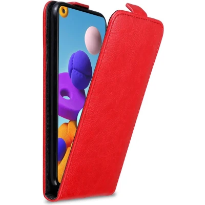 Afbeelding van Cadorabo Hoesje geschikt voor Samsung Galaxy A21s in APPEL ROOD Beschermhoes flip design Case Cover met magnetische sluiting