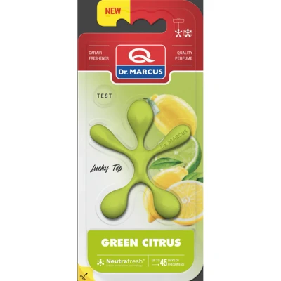Afbeelding van Dr. Marcus Lucky Top Green Citrus Luchtverfrisser Neutrafresh Technologie Langdurige Geurverspreiding Autogeurtje