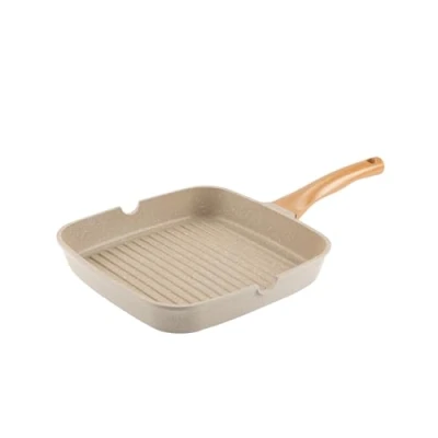 Afbeelding van FLORINA Aluminium Grillpan I 28 cm Diameter Keramische Antiaanbaklaag van de OSLO Braadpan Ergonomisch Soft Handvat Pan Geschikt voor Inductie , Gas en Elektrische Kookplaten