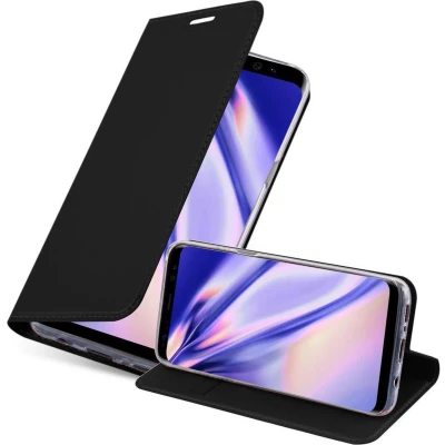 Afbeelding van Cadorabo Hoesje geschikt voor Samsung Galaxy S8 PLUS in CLASSY ZWART Beschermhoes met magnetische sluiting, standfunctie en kaartvakje Book Case Cover Etui