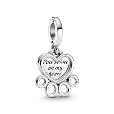 Afbeelding van Pandora Passions 799360C00 Hangbedel Hearts and Paw Print zilver