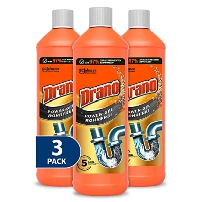 Afbeelding van Drano Power Gel buisvrije afvoerreiniger, buisreiniger, voor keuken en badkamer, verwijdert verstoppingen, 1 l (3 stuks)
