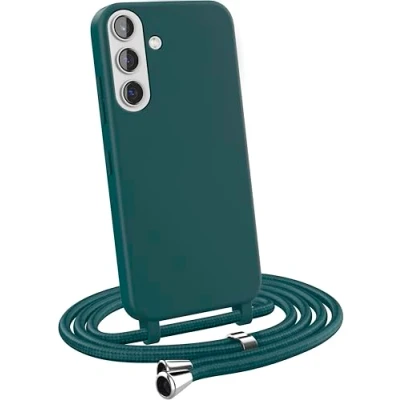 Afbeelding van MyGadget Hoesje voor Samsung Galaxy S24 Siliconen Telefoonhoesje met Crossbody Lanyard Koord Strap Carrier Bescherming Touw in Donkergroen
