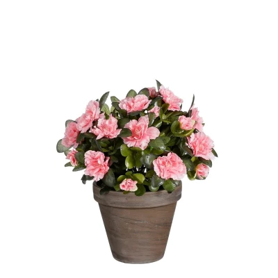 Afbeelding van Azalea Kunstplant in Bloempot Stan H31 x Ø26 cm Perzik