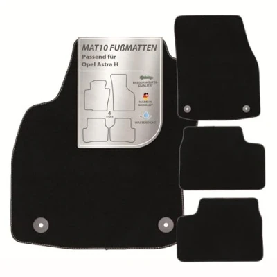 Afbeelding van MAT10 Autovloermatten geschikt voor Opel Astra H (BJ 03/2004 10/2010) van velours, 4 delige automatten set, duurzame OEM kwaliteit, Made in Germany