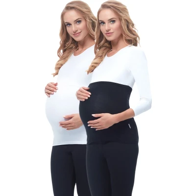 Afbeelding van BE Mammy Dames Zwangerschapsbuikband Zwanger Viscose 2pack BE20 169 BB Zwart/Wit 36/38
