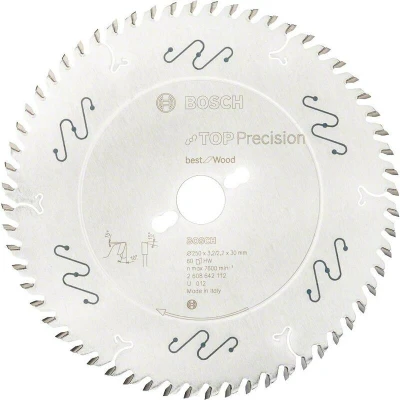 Afbeelding van Bosch Accessoires Cirkelzaagblad Top Precision Best for Wood 250 x 30 3,2 mm, 60 1st 2608642112