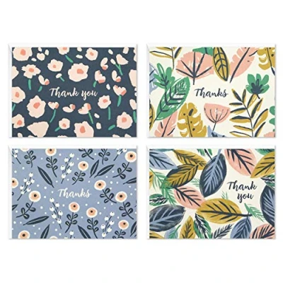 Afbeelding van Hallmark Bedankkaarten assortiment, geschilderde bloemen (48 kaarten met enveloppen voor babyborrels, bruidsdouches, bruiloften, alle gelegenheden)