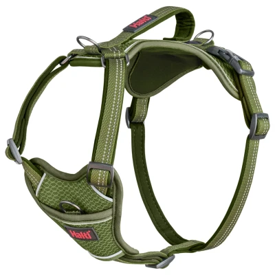 Afbeelding van HALTI Anatomy hondenharnas met greep Geeft uw hond volledige bewegingsvrijheid voor een comfortabele wandeling. 3 bevestigingspunten, neopreen gevoerd, verstelbaar en reflecterend (Maat M, Groen)