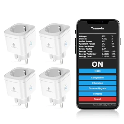 Afbeelding van Tasmota ESP8685 Stopcontact met stroommeter, EIGHTREE Alexa WLAN Smart stopcontact, Home, Home Assistant, MQTT, Domoticz, OpenHAB, ioBroker, 16 A, alleen 2,4 GHz wifi, 4 stuks