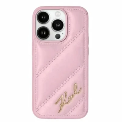 Afbeelding van CG Mobile Karl Lagerfeld KLHCP15MPQDSMGP Hoes voor iPhone 15 Plus / 14 6,7&quot; Roze hardcase Diagonaal Quilted Script